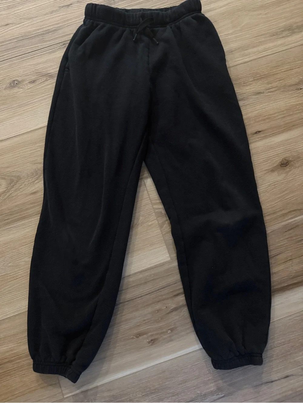 H&M Girls Jogger Sweatpants Fleece Drawstring Waist Black BTS Size 10